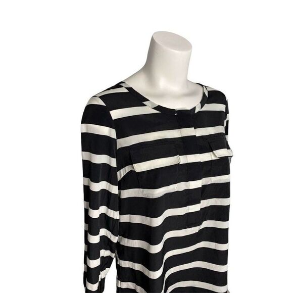 GAP Black White Stripe‎ Pocket Henley Top XS NEW - Picture 2 of 7